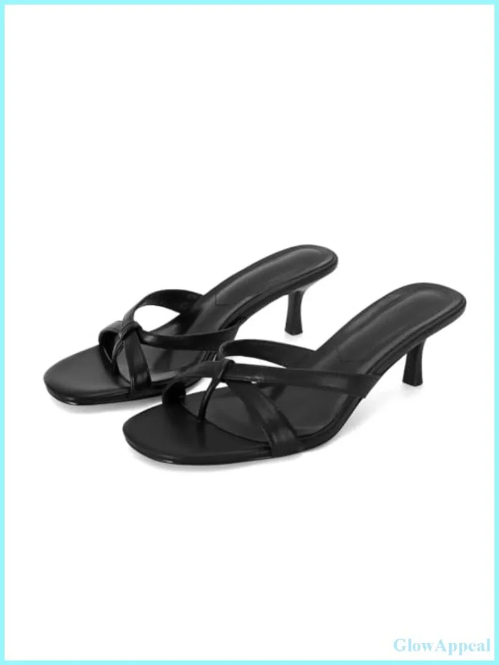 Strappy Kitten Heel Flip Flop Sandals Women Vegan Leather Mule